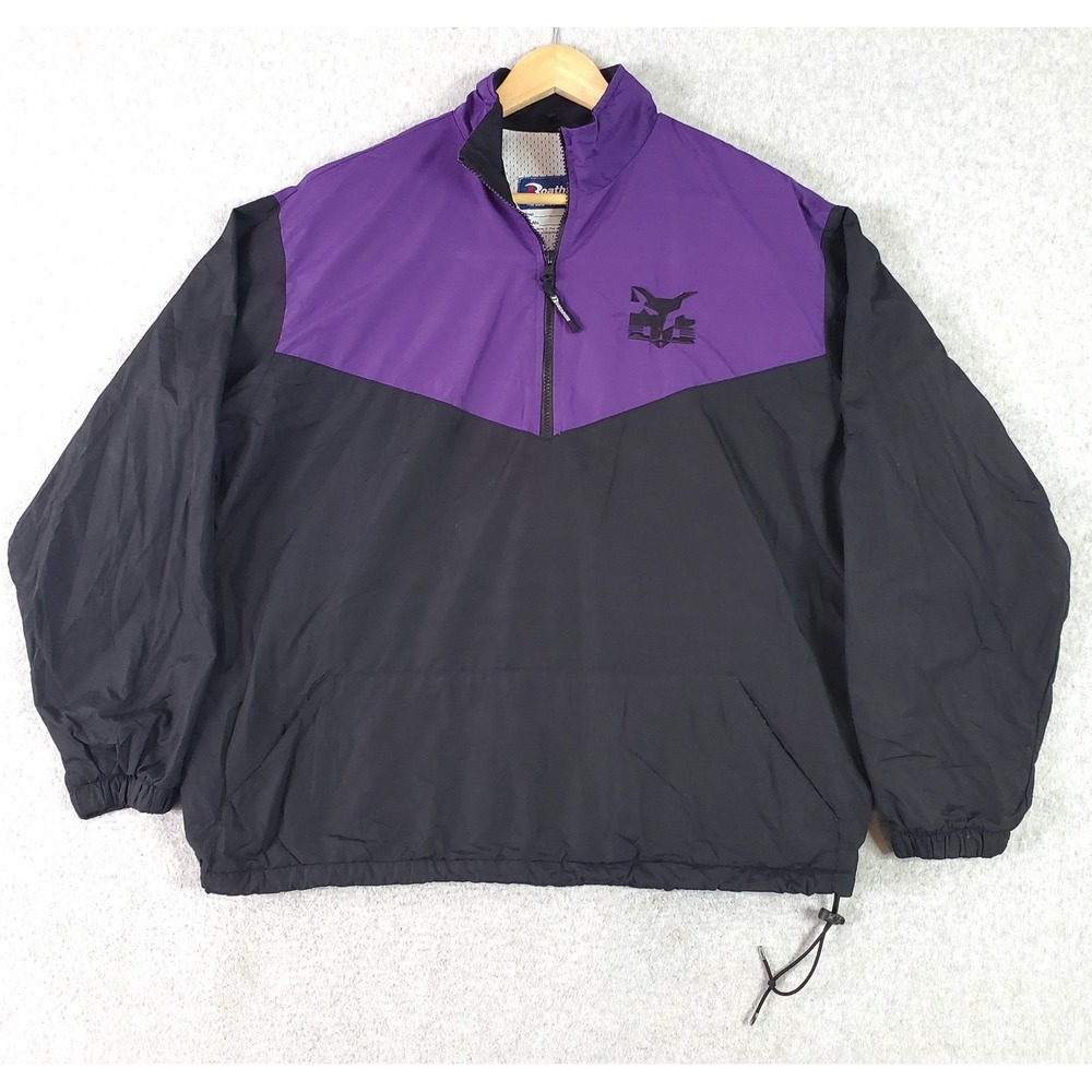 Vintage NYU Lacrosse Jacket Mens Large Purple Black NCAA Boathouse Windbreaker